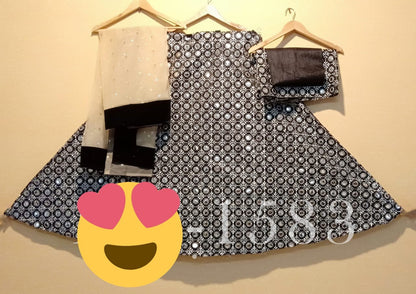 Black banglori paper mirror threadwork wedding lehenga choli