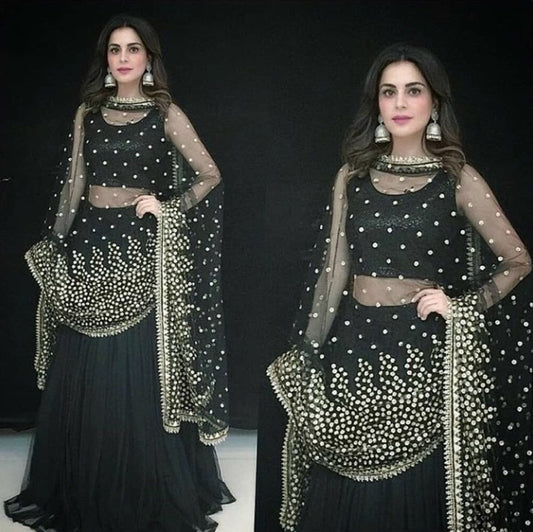 black banglori silk embroidered partywear lehenga