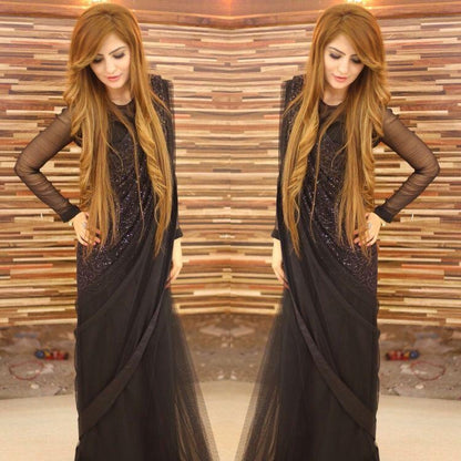 Black big sequence work partywear saree