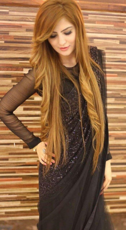 Black big sequence work partywear saree