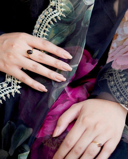 Black cotton silk party wear palazzo suit with printed dupatta