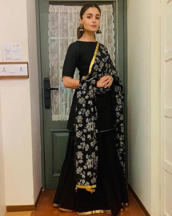 Black cotton stylisty partywear plazzo suit