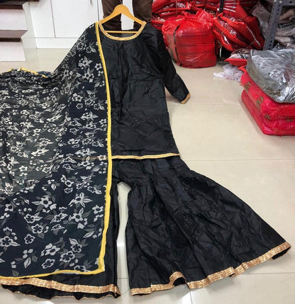 Black cotton stylisty partywear plazzo suit