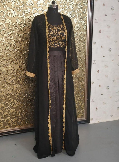 Black designer embroidered indowestern plazzo suit with shrug