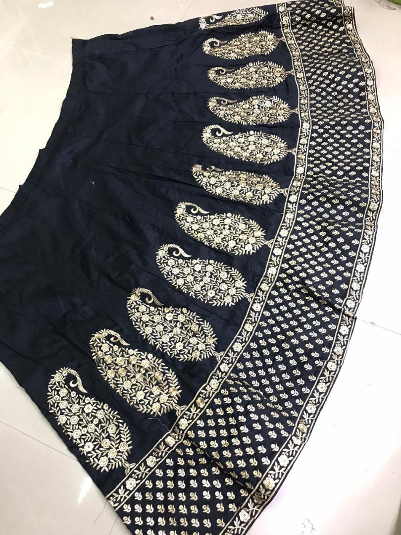 Black diamond silk embroidered design work occasional lehenga choli