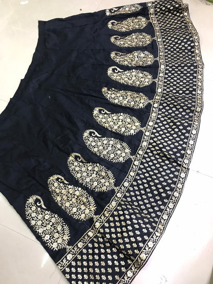 Black diamond silk embroidered design work occasional lehenga choli