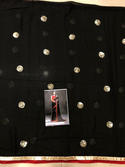 Black embroidered partywear saree