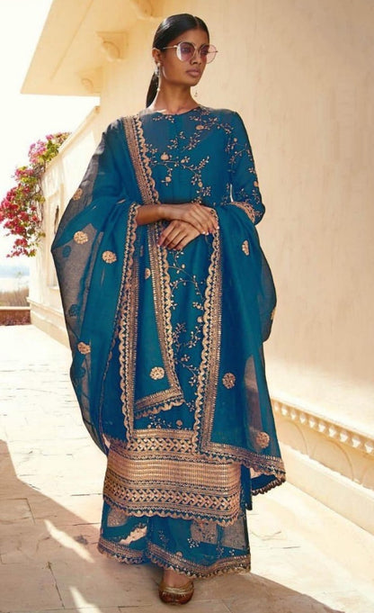 Black faux georgette designer emboridered wedding plazzo salwar suit