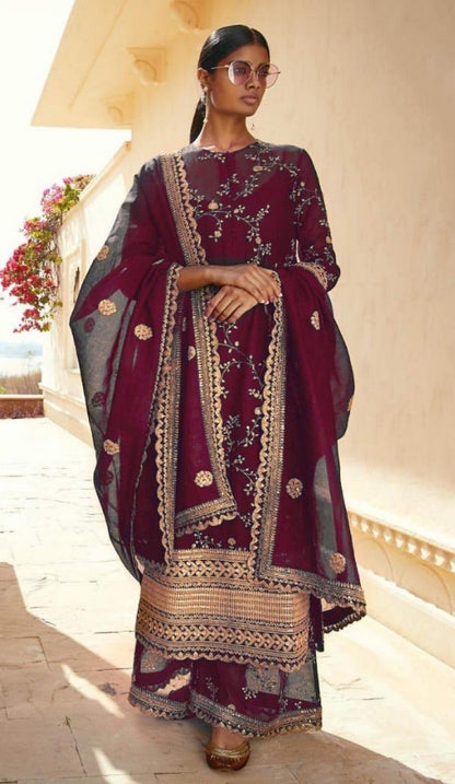 Black faux georgette designer emboridered wedding plazzo salwar suit