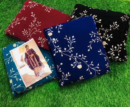 Black faux georgette designer emboridered wedding plazzo salwar suit