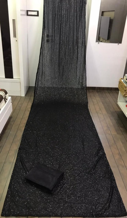 Black georgette all over sequence work saree