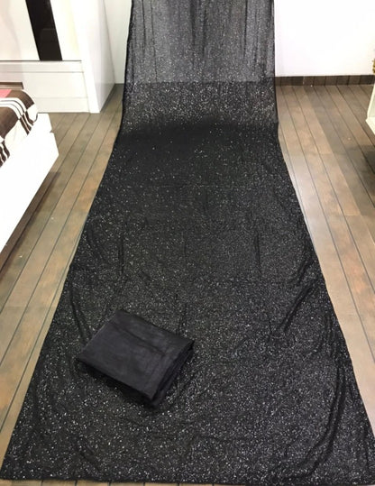 Black georgette all over sequence work saree