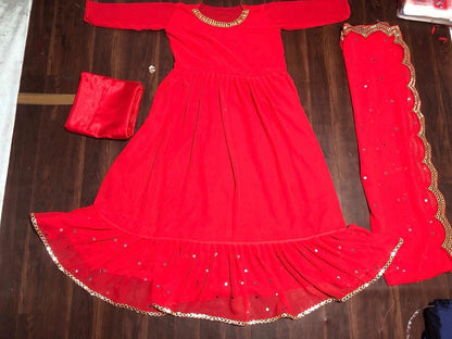 black georgette beautiful embroidered partywear anarkali suit