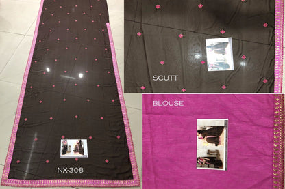 Black georgette beautiful embroidered partywear saree