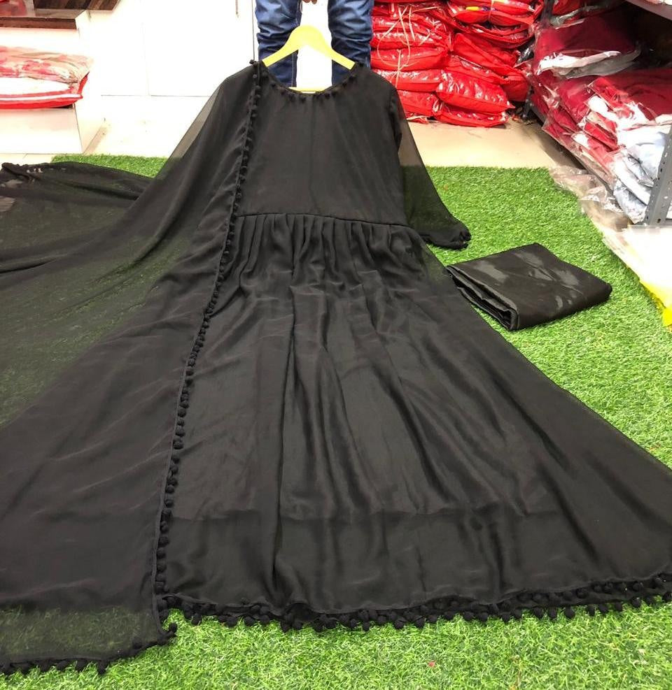 Black georgette casual wear anarkali suit