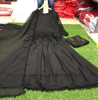 Black georgette casual wear anarkali suit
