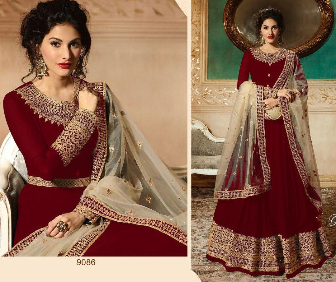 Black georgette coding and stone worked long wedding anarkali suit