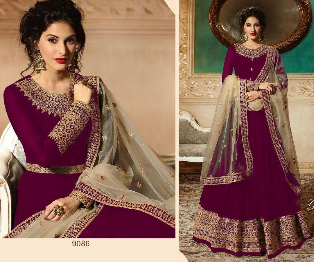 Black georgette coding and stone worked long wedding anarkali suit