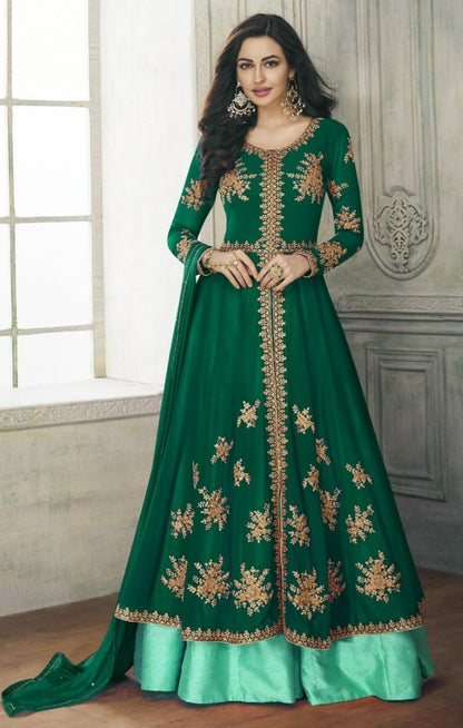 Black georgette designer embroidered wedding gown with dupatta