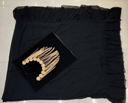 Black georgette designer ruffle saree with handwork blouse