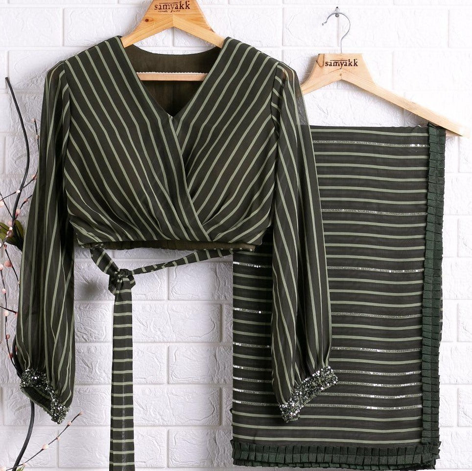 Black georgette digital print with less work saree