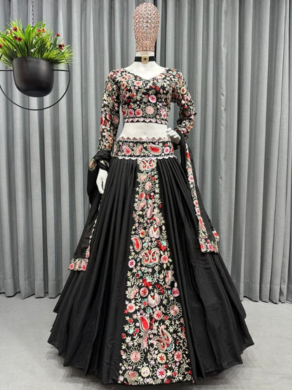 Black georgette embroidered designer lehenga choli