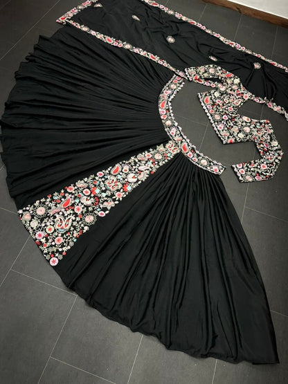 Black georgette embroidered designer lehenga choli