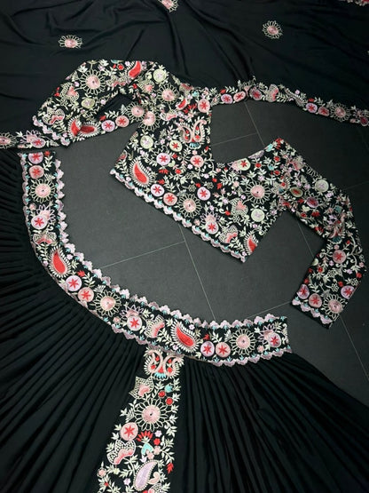 Black georgette embroidered designer lehenga choli