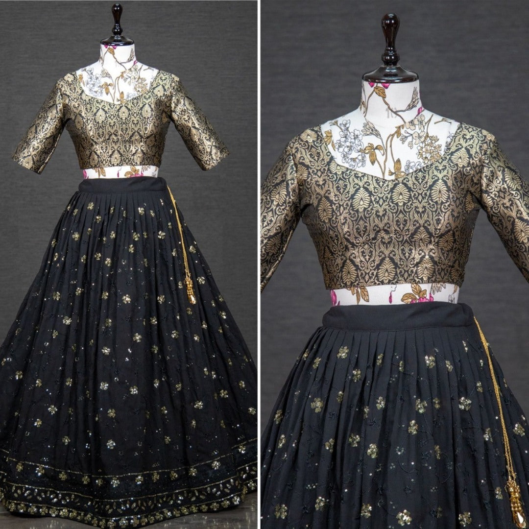 Black georgette embroidered kgf movie lehenga choli