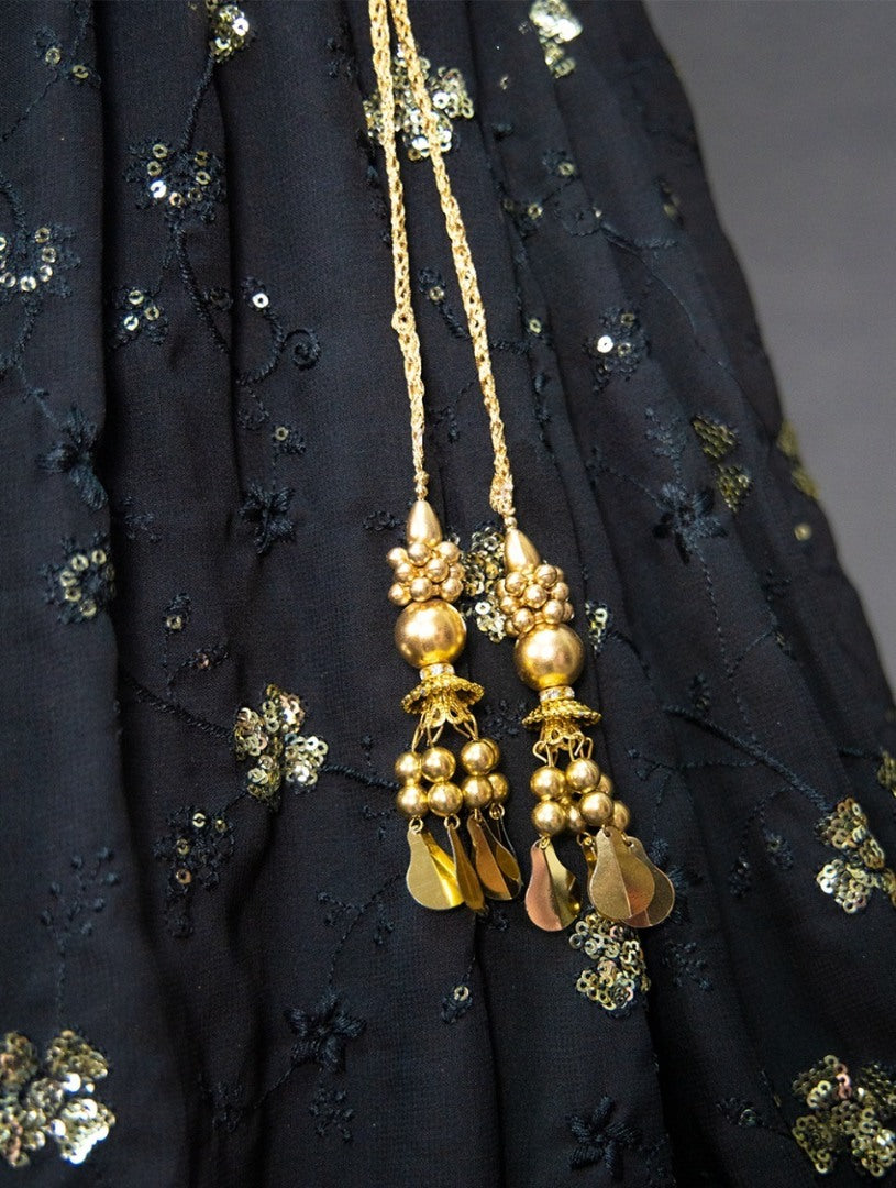 Black georgette embroidered kgf movie lehenga choli