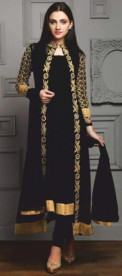 Black georgette embroidered salwar suit