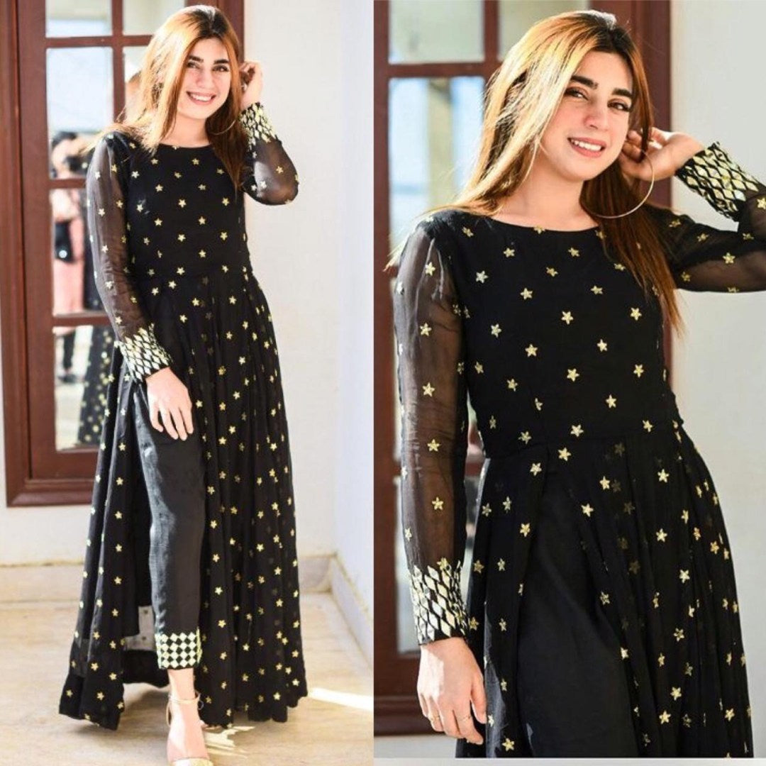 Black georgette embroidered salwar suit