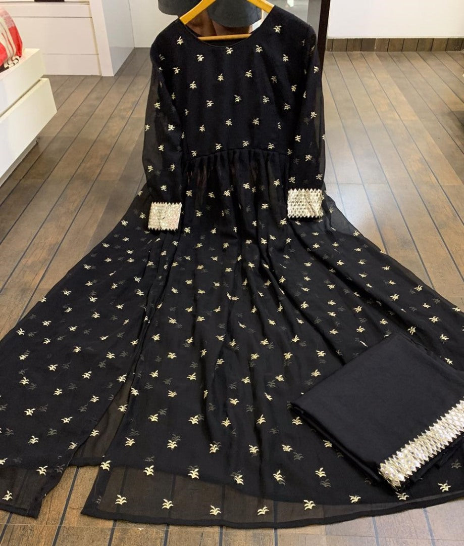 Black georgette embroidered salwar suit
