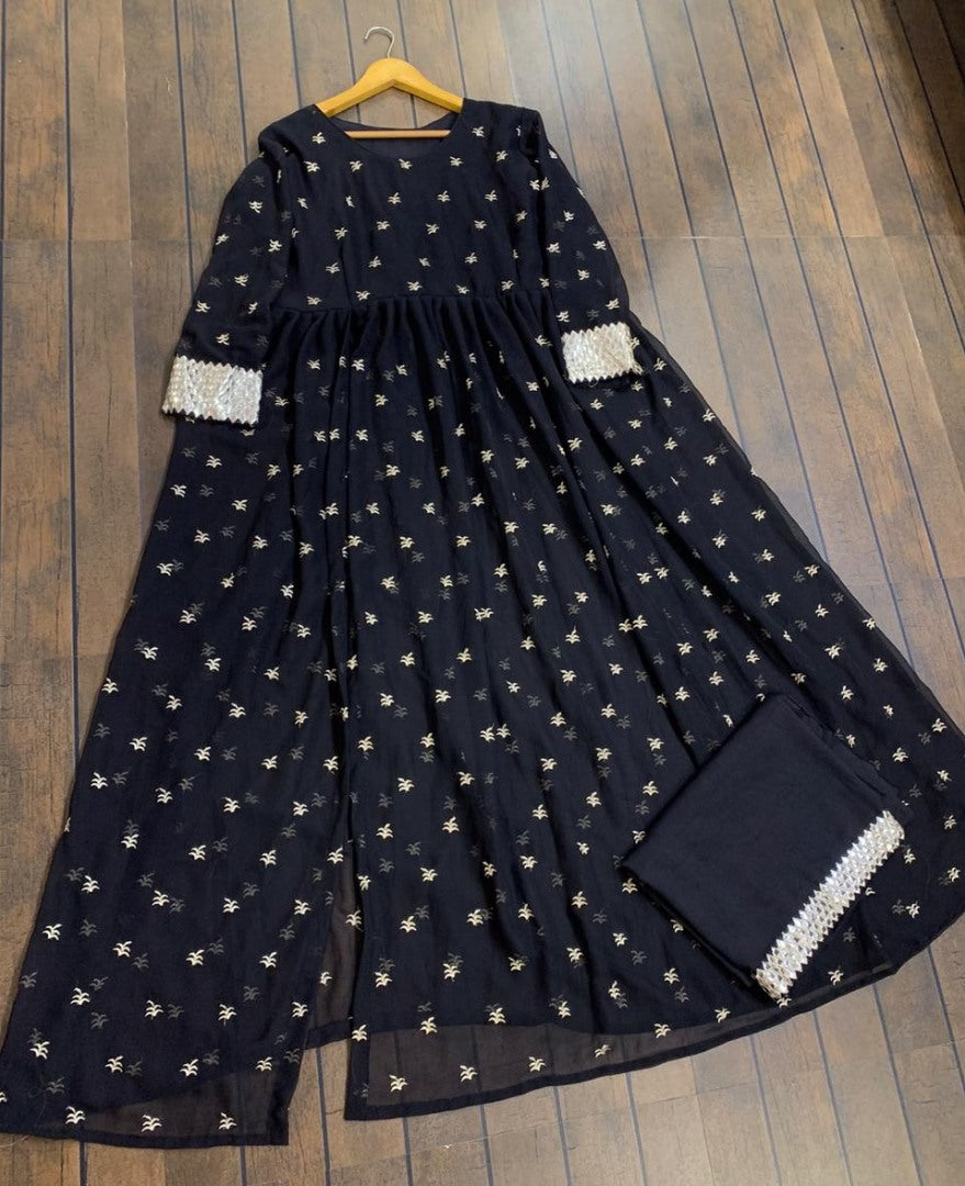 Black georgette embroidered salwar suit