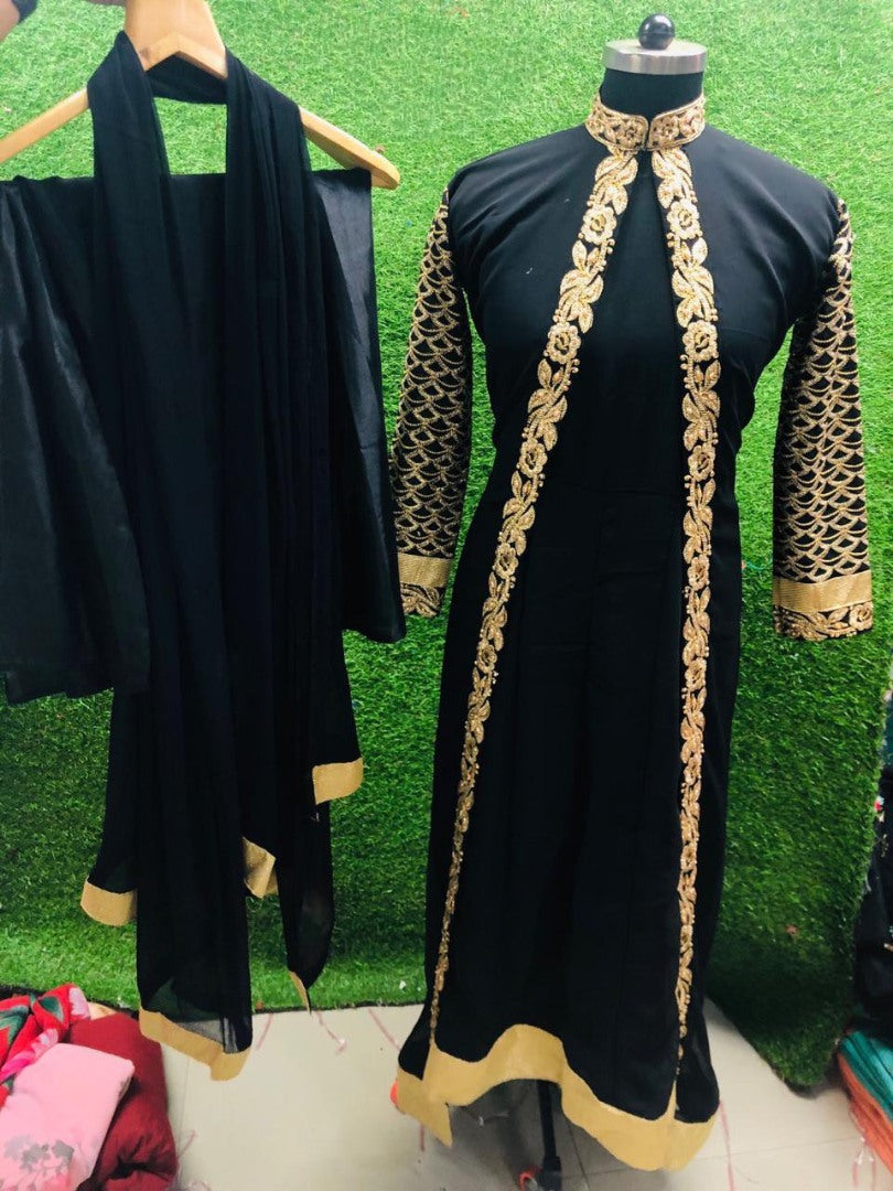 Black georgette embroidered salwar suit