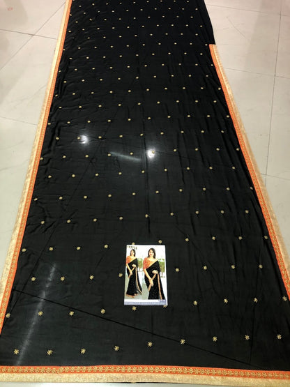 Black georgette fabulous partywear saree with work blouse