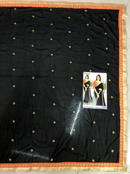 Black georgette fabulous partywear saree with work blouse