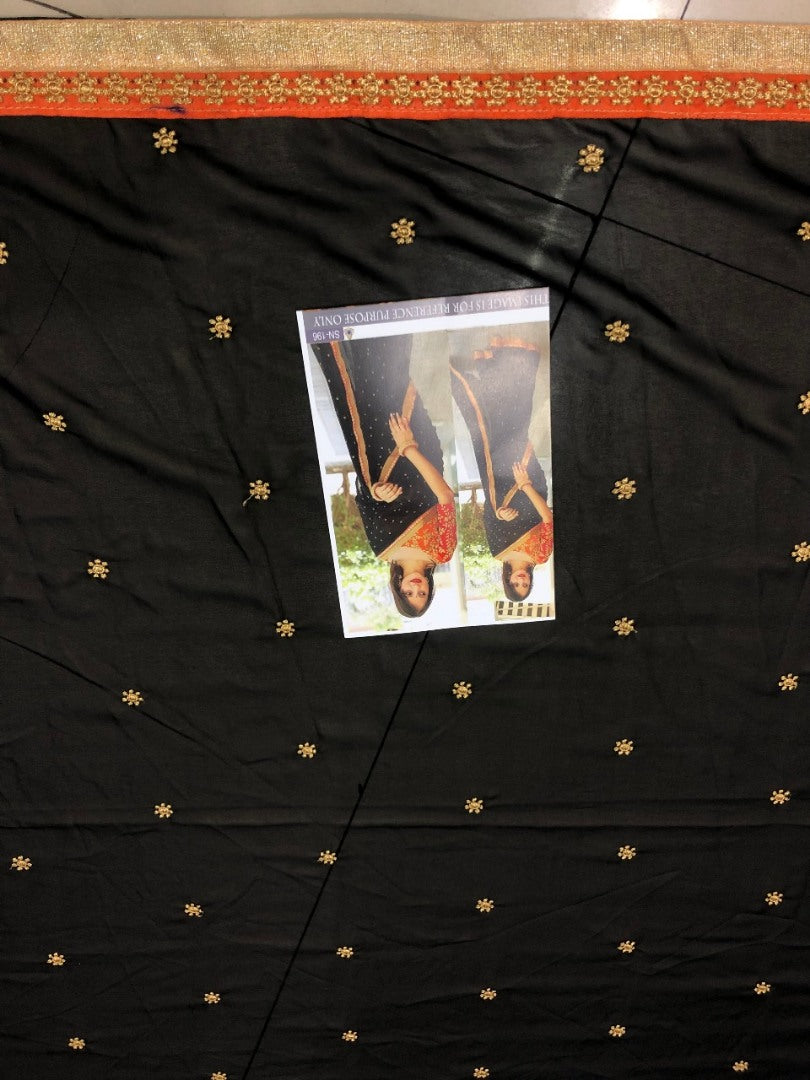 Black georgette fabulous partywear saree with work blouse