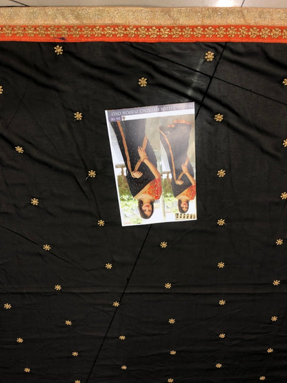 Black georgette fabulous partywear saree with work blouse