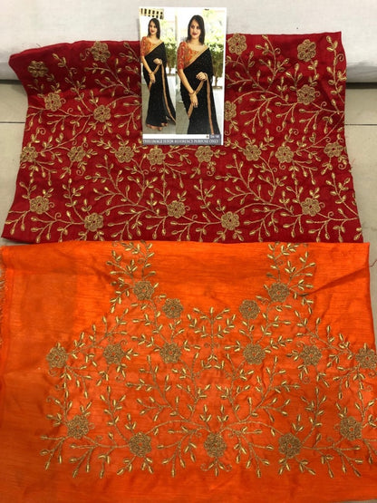 Black georgette fabulous partywear saree with work blouse