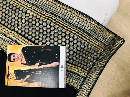 Black georgette fancy sequence worked partywear saree