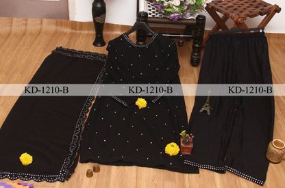 Black georgette fancy thread and zari work salwar suit