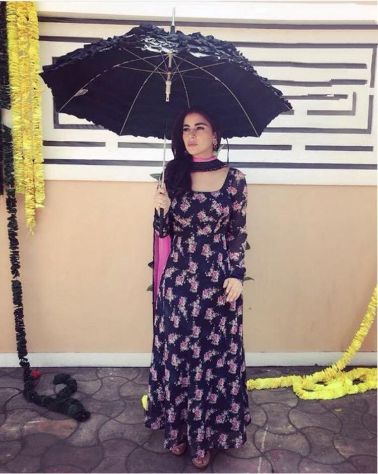 Black georgette floral digital printed anarkali suit