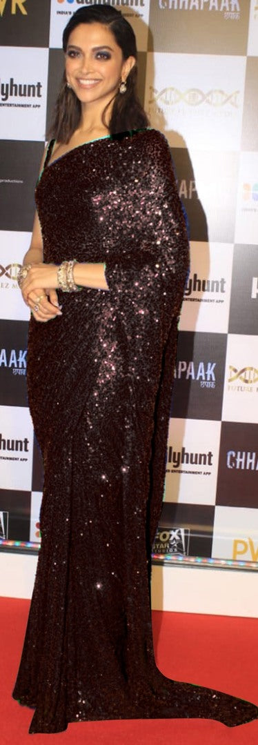 Black georgette full sequence work partywear saree