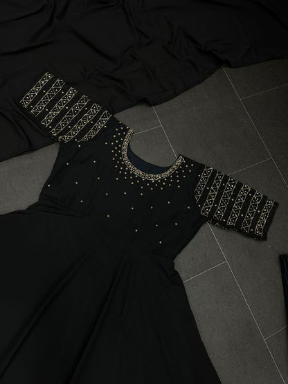 Black georgette handwork anarkali suit