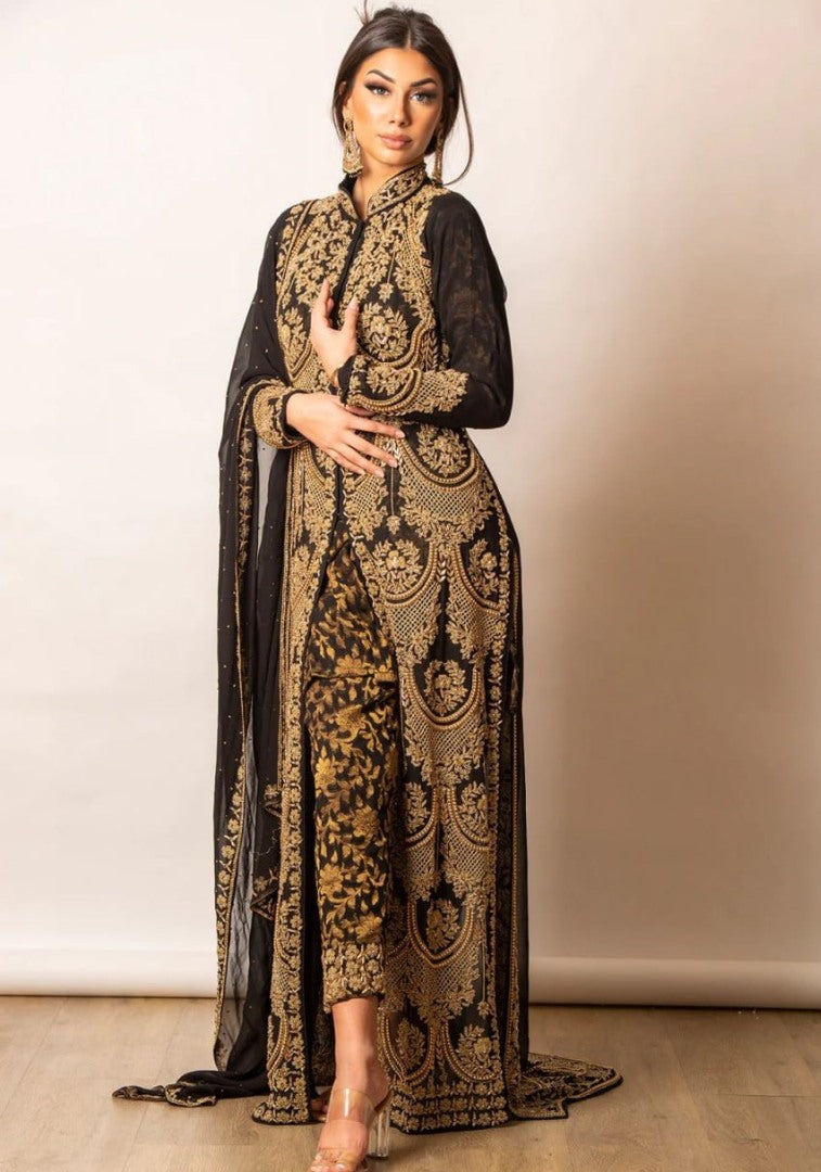 Black georgette heavy embroidered designer salwar suit