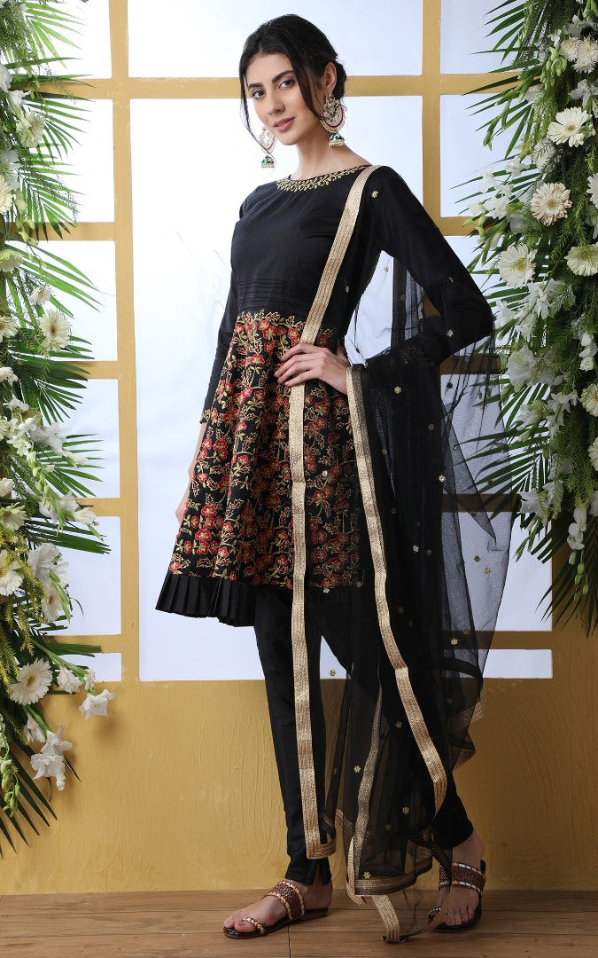 Black georgette heavy embroidered salwar suit