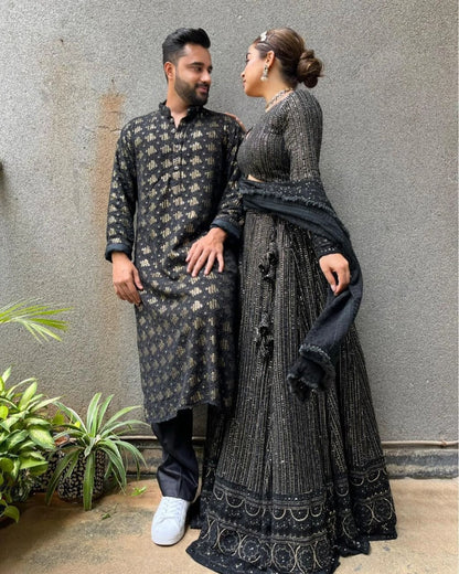 Black georgette heavy sequence embroidered lehenga choli for ceremony