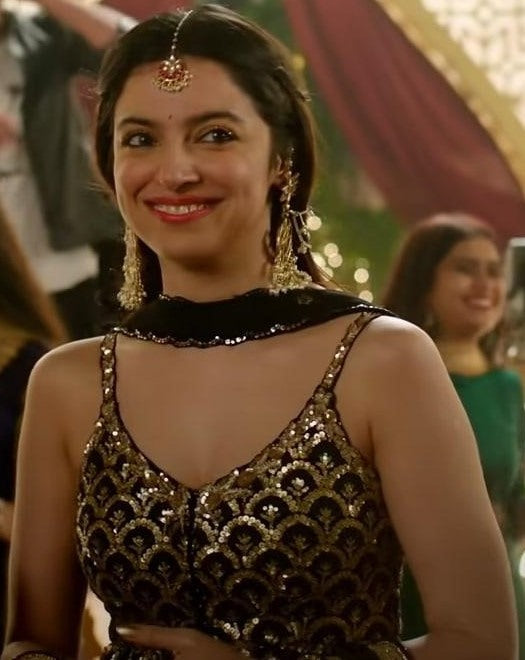 Black georgette heavy sequence embroidered sharara suit