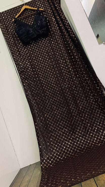 Black georgette heavy sequence work ceremonial saree